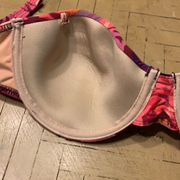 Nanette Lepore Strapless Bikini Top S Pink Floral - Picture 9 of 11